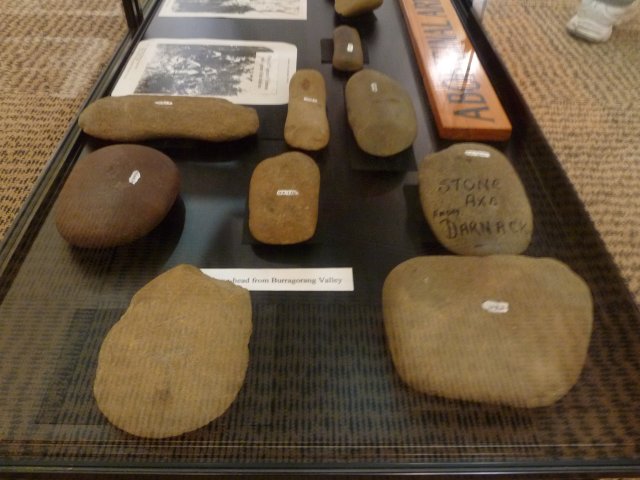 Stone axe & artefacts found Burragorang Valley, courtesy of Camden Museum